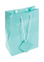 SIZE E TEAL BLUE GLOSSY SHOPPING TOTES 27307-BX